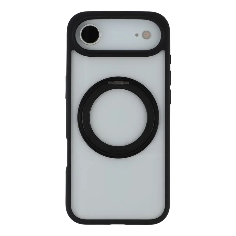For iPhone 17 Air Case Ring Holder Kickstand PC + TPU Phone Cover - Black