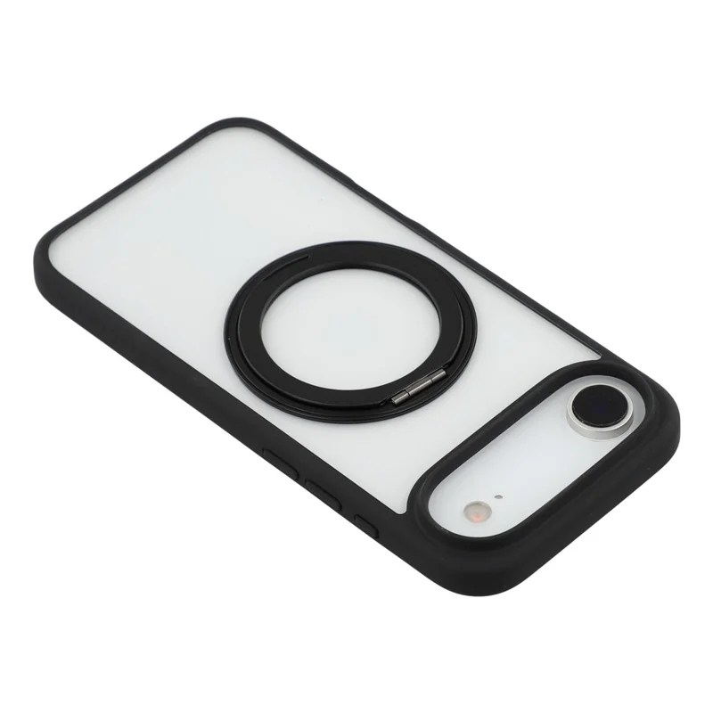 For iPhone 17 Air Case Ring Holder Kickstand PC + TPU Phone Cover - Black