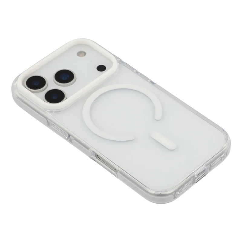 Capa para iPhone 17 Pro Max Compatível com MagSafe TPU + PC Capa Traseira Transparente para Celular - Branco