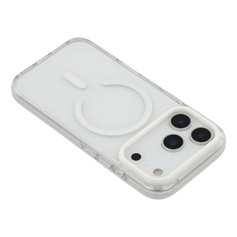 Capa para iPhone 17 Pro Max Compatível com MagSafe TPU + PC Capa Traseira Transparente para Celular - Branco