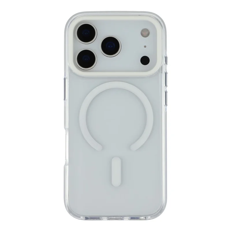 For iPhone 17 Pro Case Compatible with MagSafe TPU + PC Clear Back Phone Cover - White
