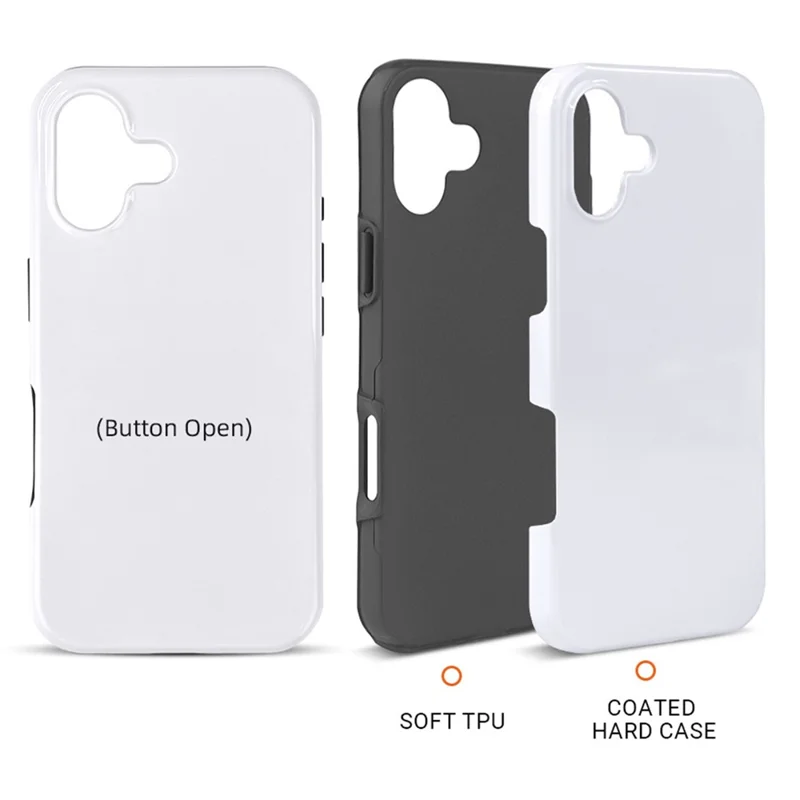 5Pcs / Pack For iPhone 16 TPU+PC Case 3D Sublimation Blank Glossy Phone Cover
