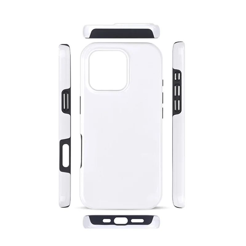 5Pcs / Pack For iPhone 16 Pro TPU+PC Case 3D Sublimation Blank Glossy Phone Cover