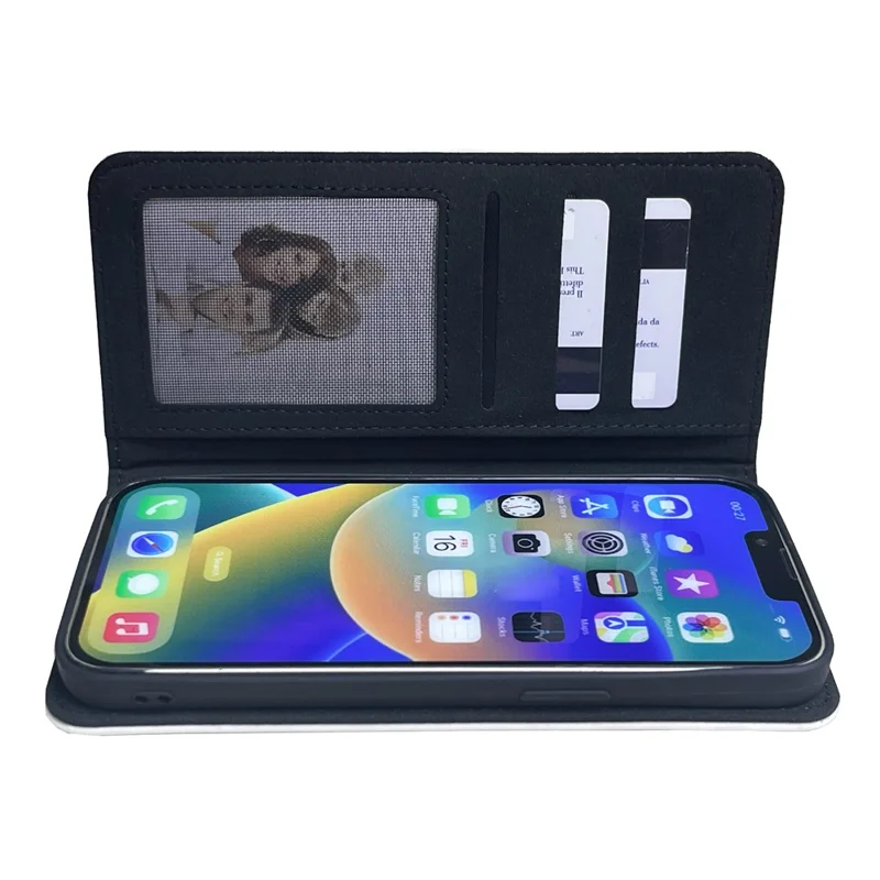 For iPhone 16 Plus Case DIY Blank Heat Transfer Leather Flip Phone Cover Set with Inner TPU Case