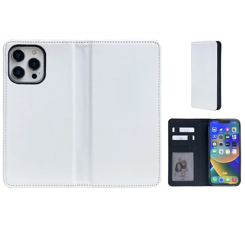 For iPhone 16 Pro Max Case DIY Blank Heat Transfer Leather Flip Phone Cover Set with Inner TPU Case