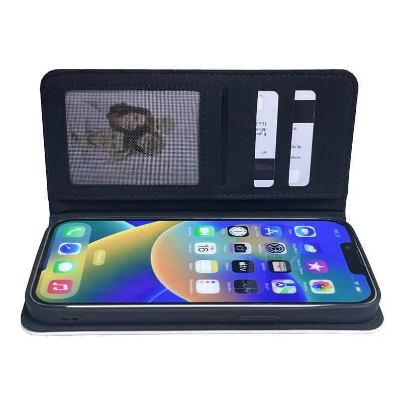 For iPhone 16 Pro Max Case DIY Blank Heat Transfer Leather Flip Phone Cover Set with Inner TPU Case