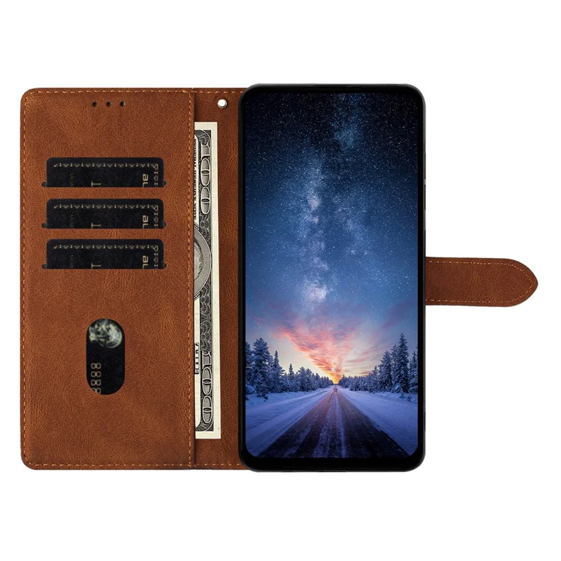 For iPhone 16e Læderet Taske Et- Farvet Telefonwallet Cover - Brun