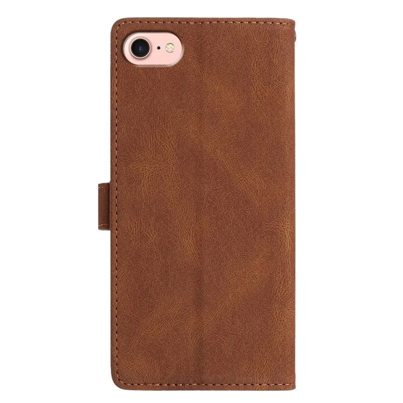 For iPhone 16e Læderet Taske Et- Farvet Telefonwallet Cover - Brun