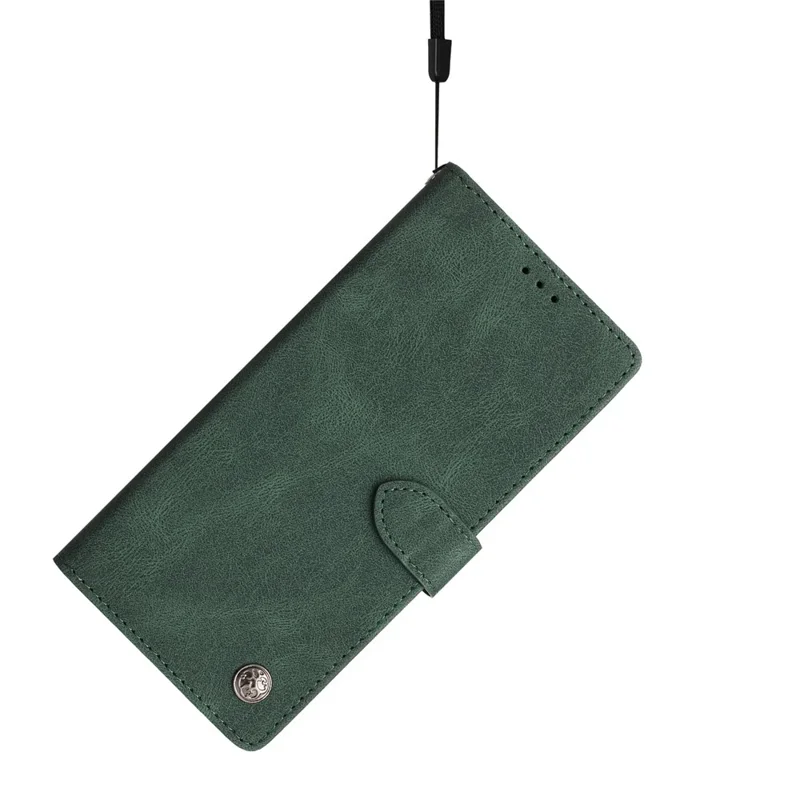 For iPhone 15 Pro Leather Case Solid Color Phone Wallet Cover - Green