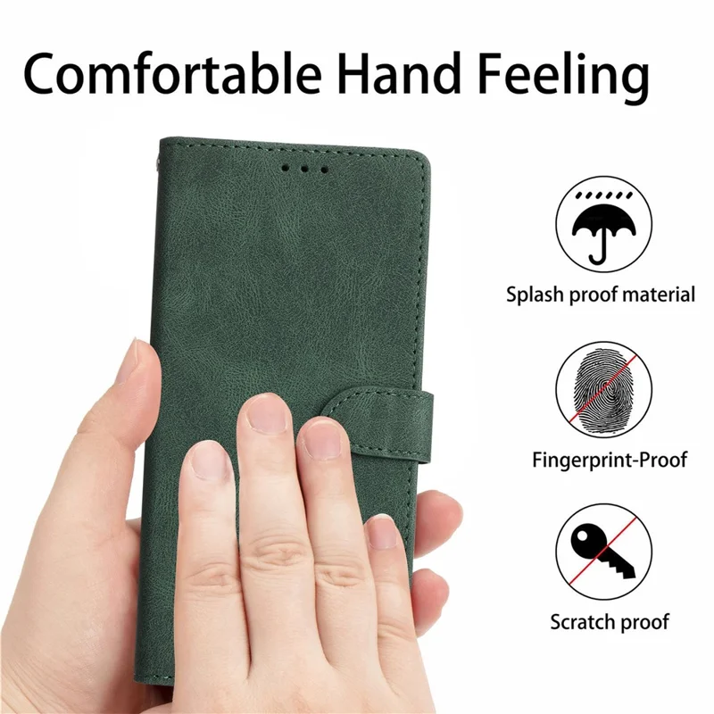 For iPhone 15 Pro Leather Case Solid Color Phone Wallet Cover - Green
