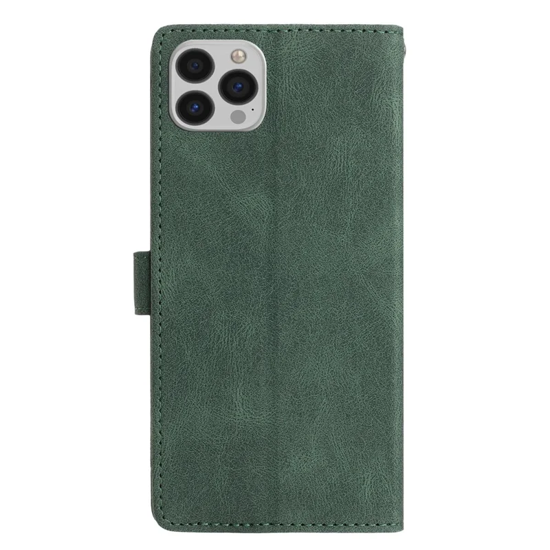 For iPhone 15 Pro Leather Case Solid Color Phone Wallet Cover - Green