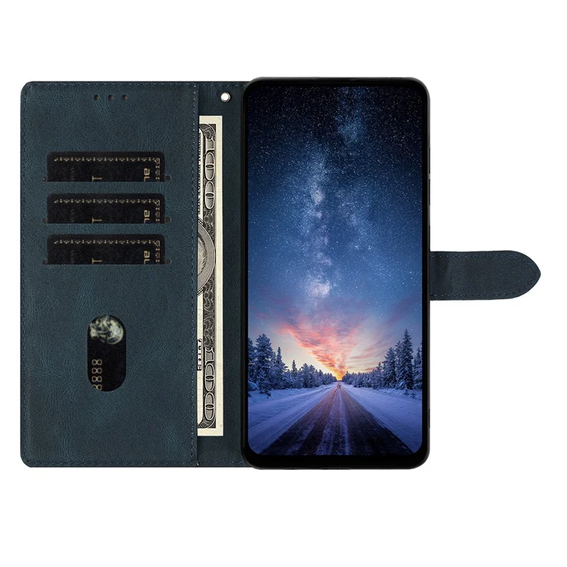 For iPhone 16 Pro Leather Case Solid Color Phone Wallet Cover - Blue