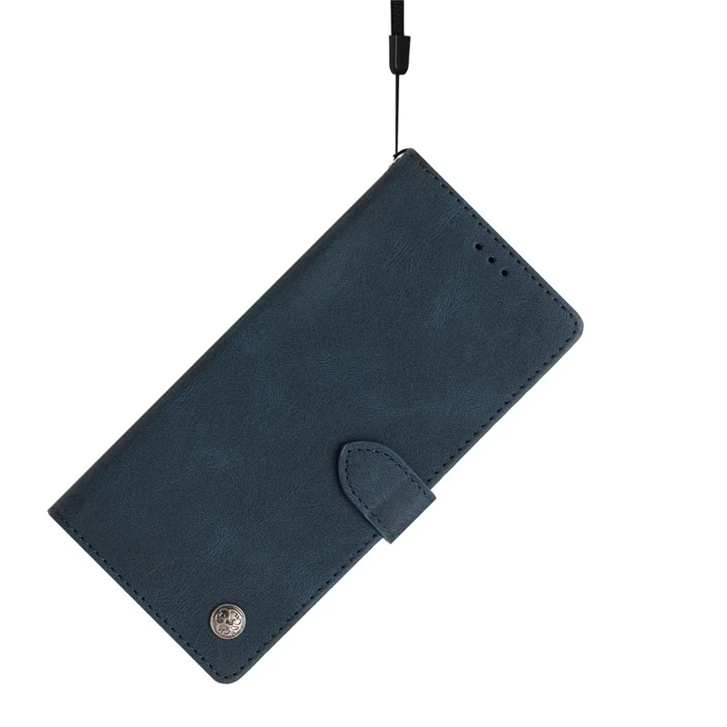For iPhone 16 Pro Leather Case Solid Color Phone Wallet Cover - Blue