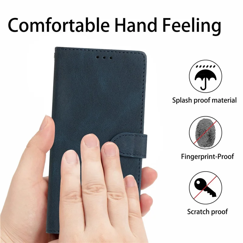 For iPhone 16 Pro Leather Case Solid Color Phone Wallet Cover - Blue