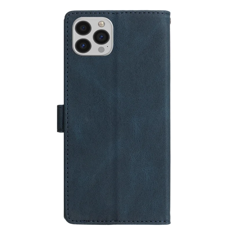For iPhone 16 Pro Leather Case Solid Color Phone Wallet Cover - Blue