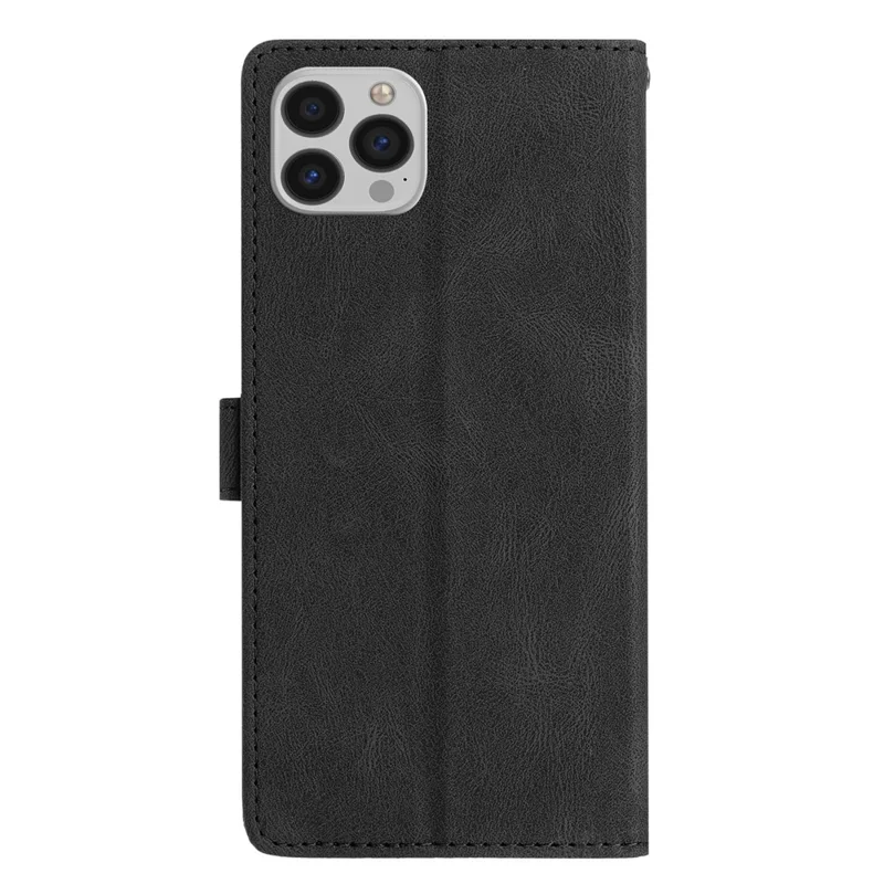 Für iPhone 15 Pro Max Lederhülle Einfarbige Handyhülle Brieftasche - Schwarz