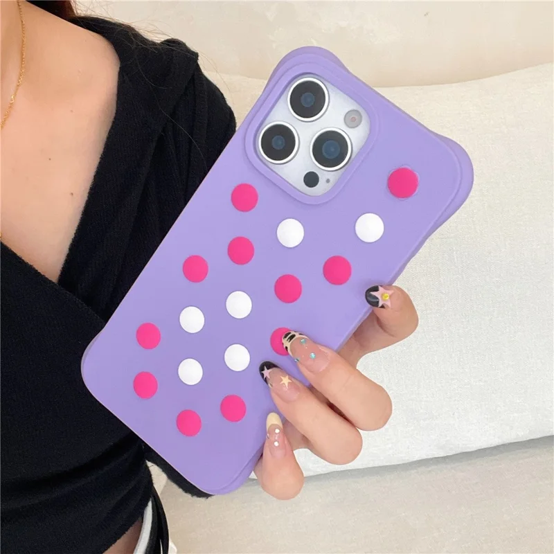 Pour iPhone 16 Pro Étui en silicone liquide Déchirure Couvercle de téléphone avec Motifs mélangés DIY - Rose