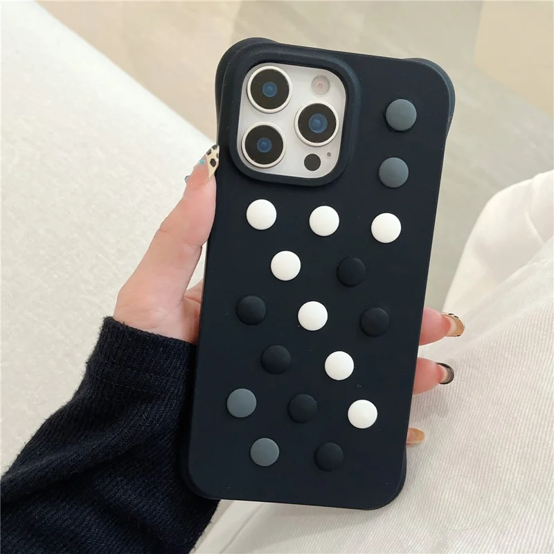 Pour iPhone 16 Pro Étui en silicone liquide Déchirure Couvercle de téléphone avec Motifs mélangés DIY - Rose