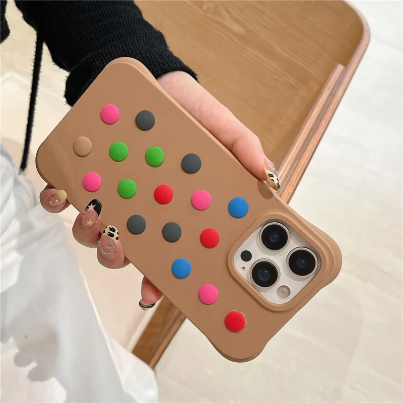 Pour iPhone 16 Pro Étui en silicone liquide Déchirure Couvercle de téléphone avec Motifs mélangés DIY - Rose