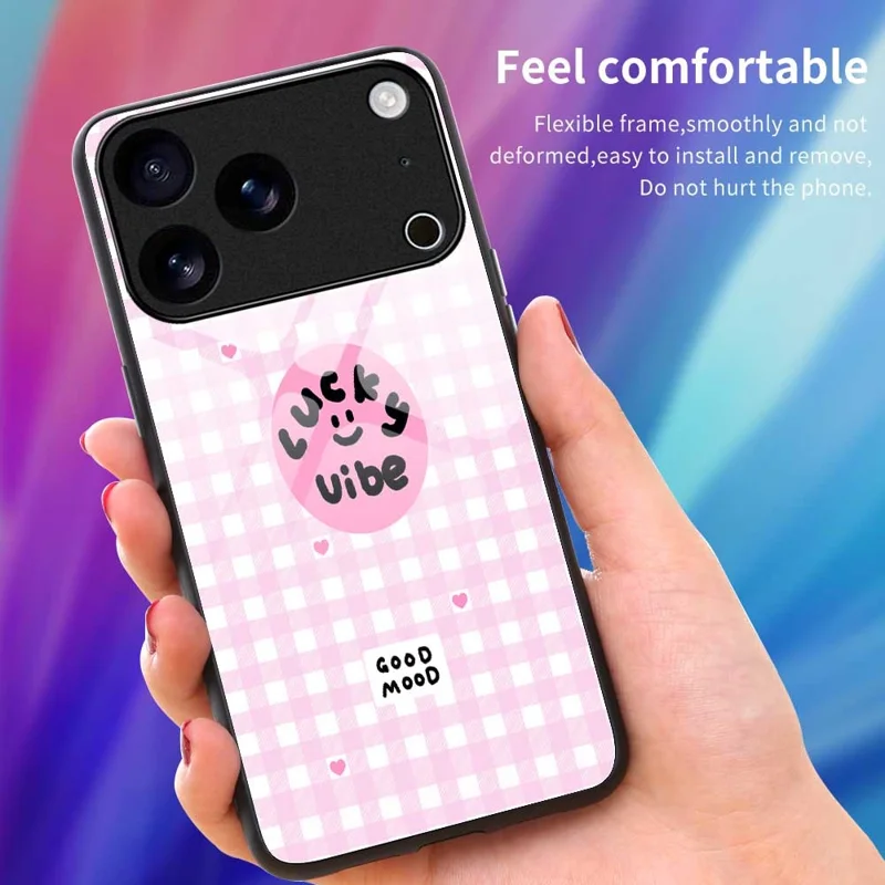 For iPhone 17 Pro Max Case PC TPU Tempered Glass Pattern Printing Phone Back Cover - B0118