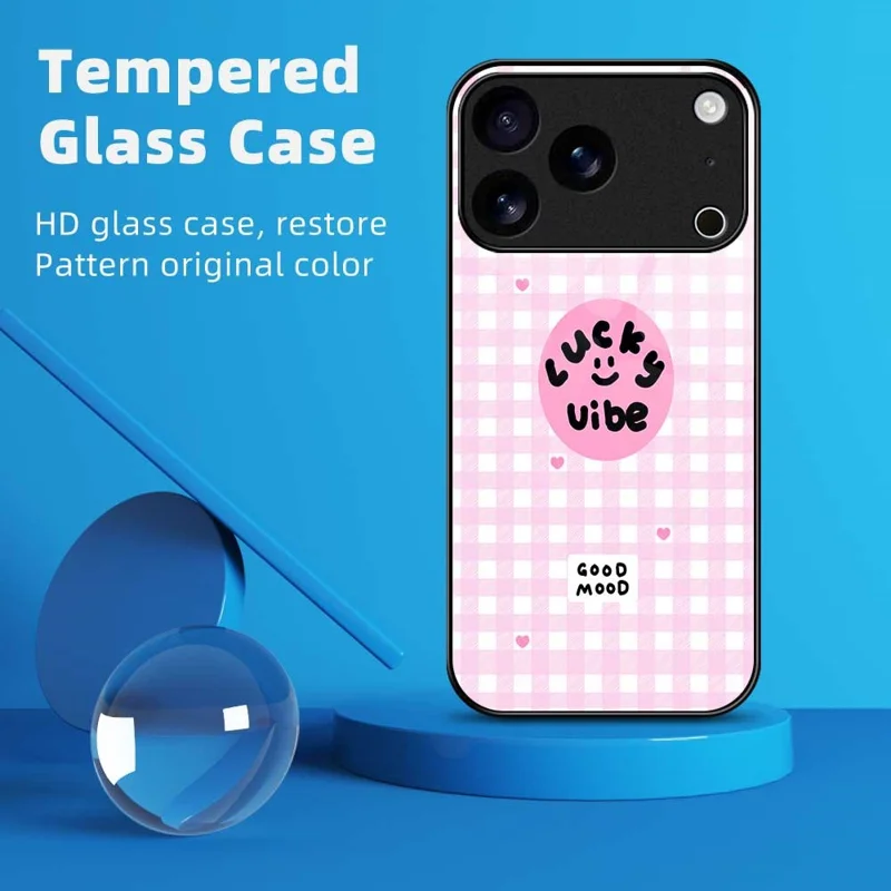 For iPhone 17 Pro Case PC TPU Tempered Glass Pattern Printing Phone Back Cover - B0118