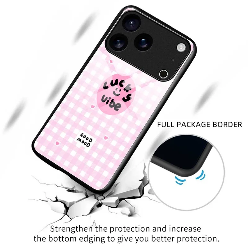For iPhone 17 Pro Case PC TPU Tempered Glass Pattern Printing Phone Back Cover - B0118