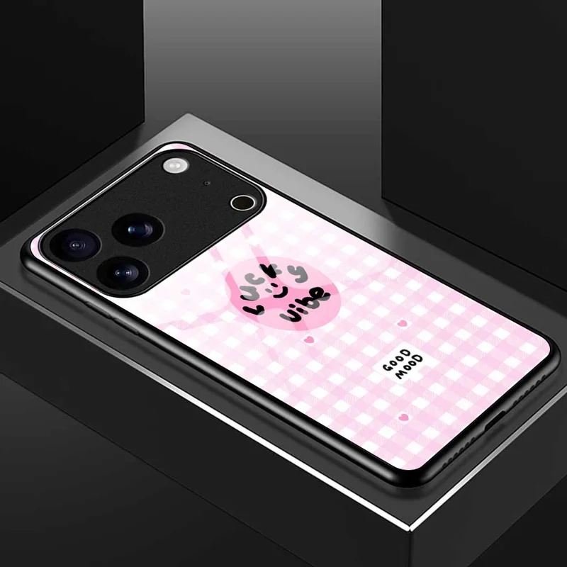 For iPhone 17 Pro Case PC TPU Tempered Glass Pattern Printing Phone Back Cover - B0118