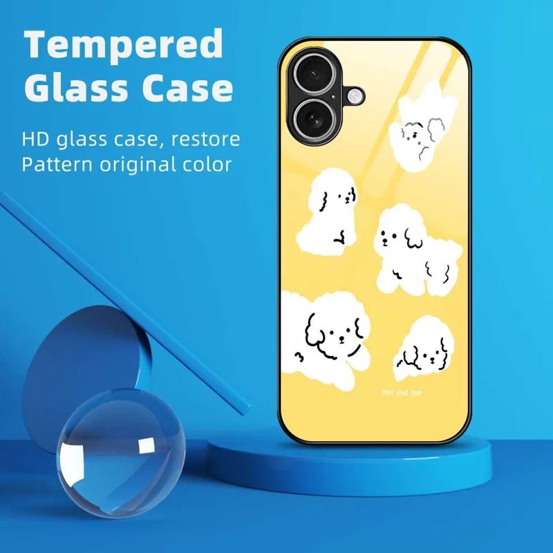 For iPhone 17 Case TPU PC Tempered Glass Pattern Printing Phone Back Cover - B0143