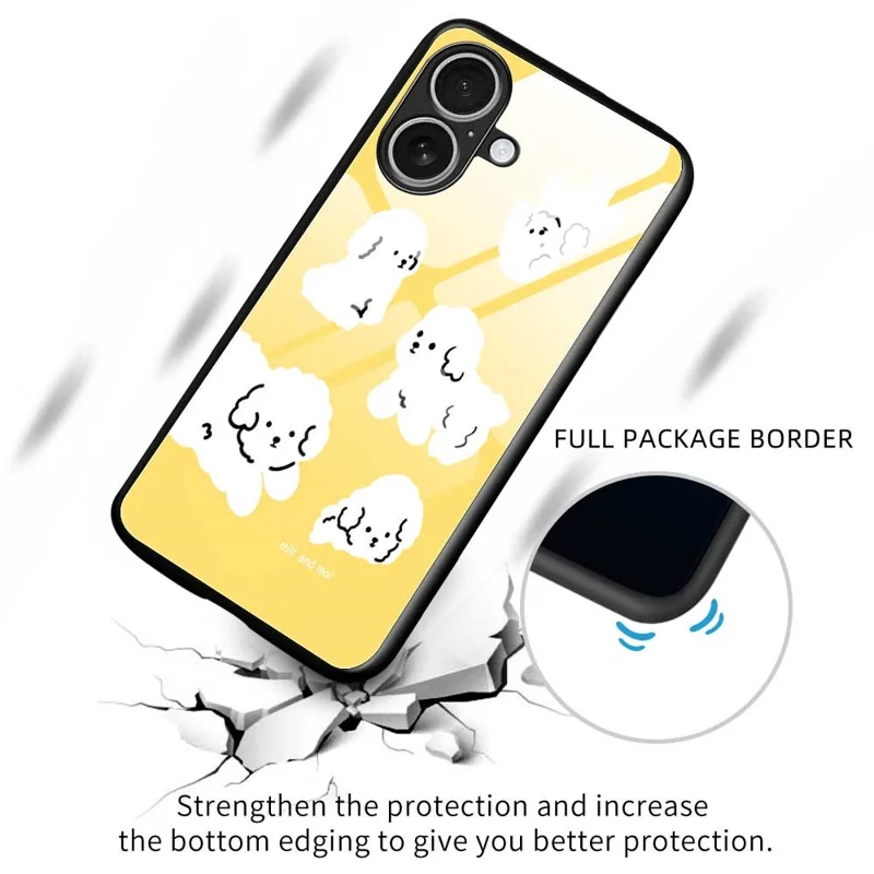 For iPhone 17 Case TPU PC Tempered Glass Pattern Printing Phone Back Cover - B0143