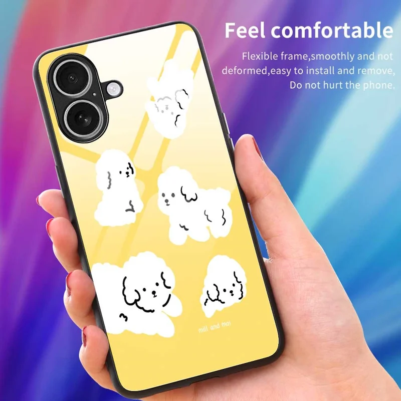 For iPhone 17 Case TPU PC Tempered Glass Pattern Printing Phone Back Cover - B0143