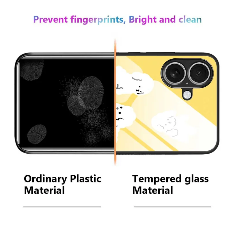 For iPhone 17 Case TPU PC Tempered Glass Pattern Printing Phone Back Cover - B0143