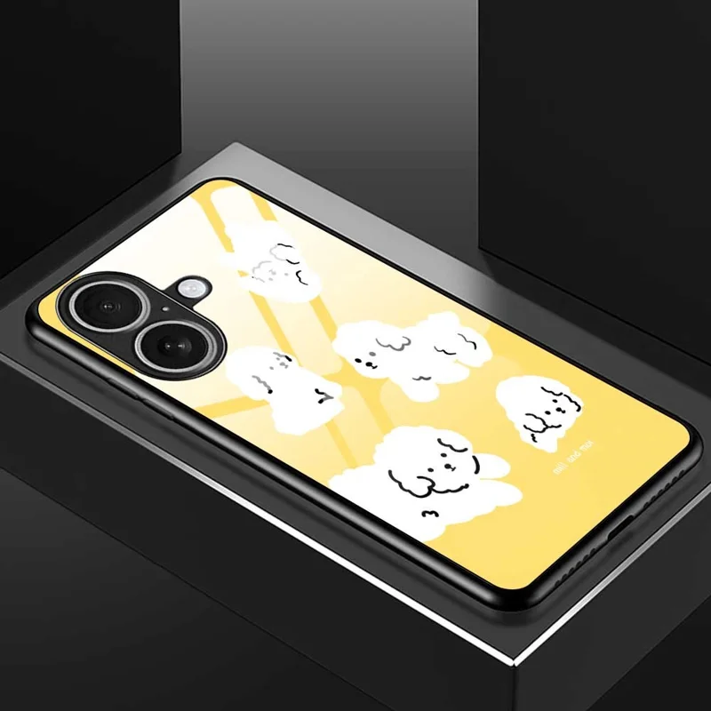 For iPhone 17 Case TPU PC Tempered Glass Pattern Printing Phone Back Cover - B0143
