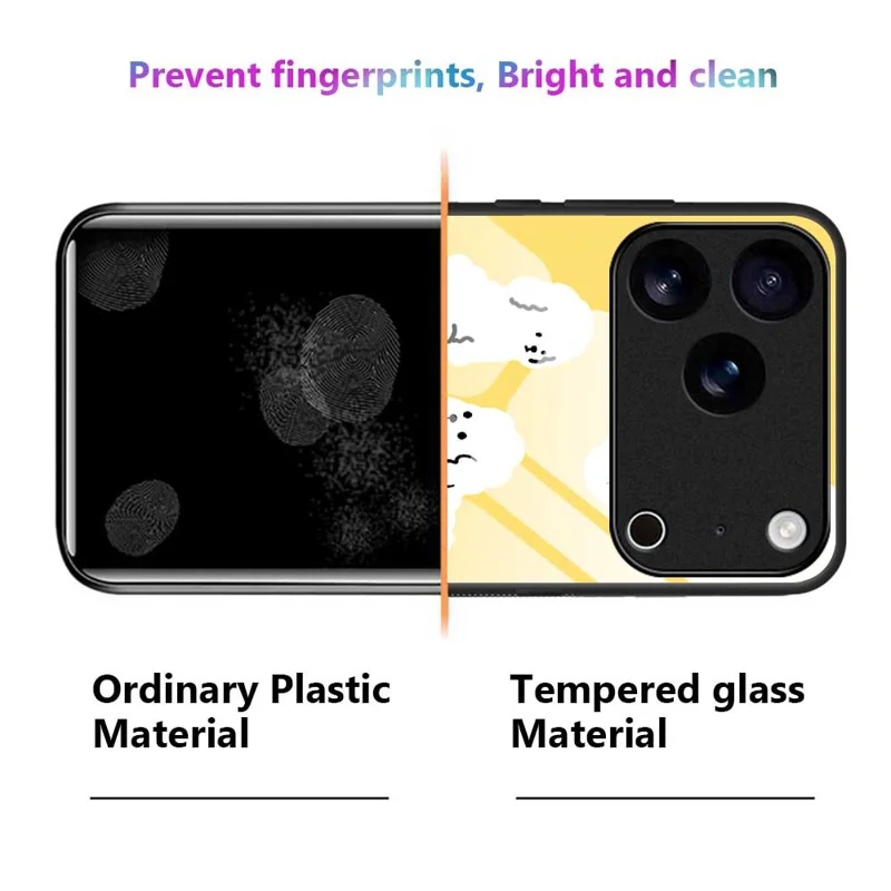 For iPhone 17 Pro Case TPU PC Tempered Glass Pattern Printing Phone Back Cover - B0143