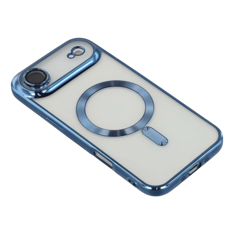 Cover posteriore per iPhone 17 con custodia magnetica Air, vetro con venature CD, protezione lenti, TPU - Blu