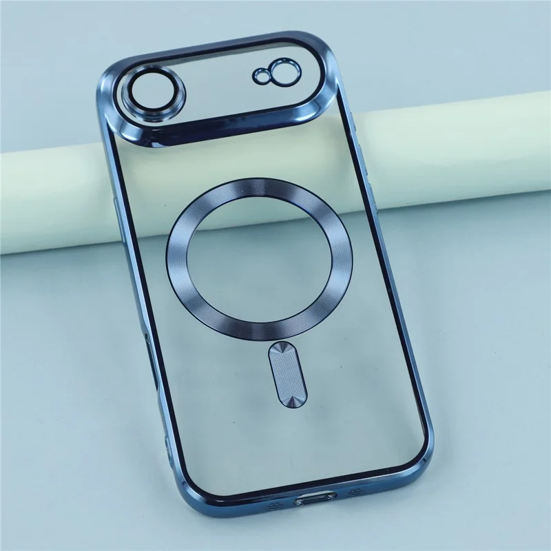 Cover posteriore per iPhone 17 con custodia magnetica Air, vetro con venature CD, protezione lenti, TPU - Blu