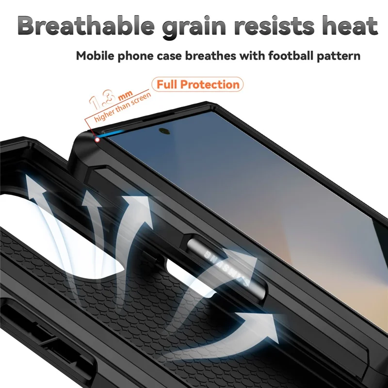 Für Samsung Galaxy Z Fold7 5G Hülle mit Handgelenkschlaufe / Ständer Scharnierschutz PC + TPU Handyhülle - Schwarz