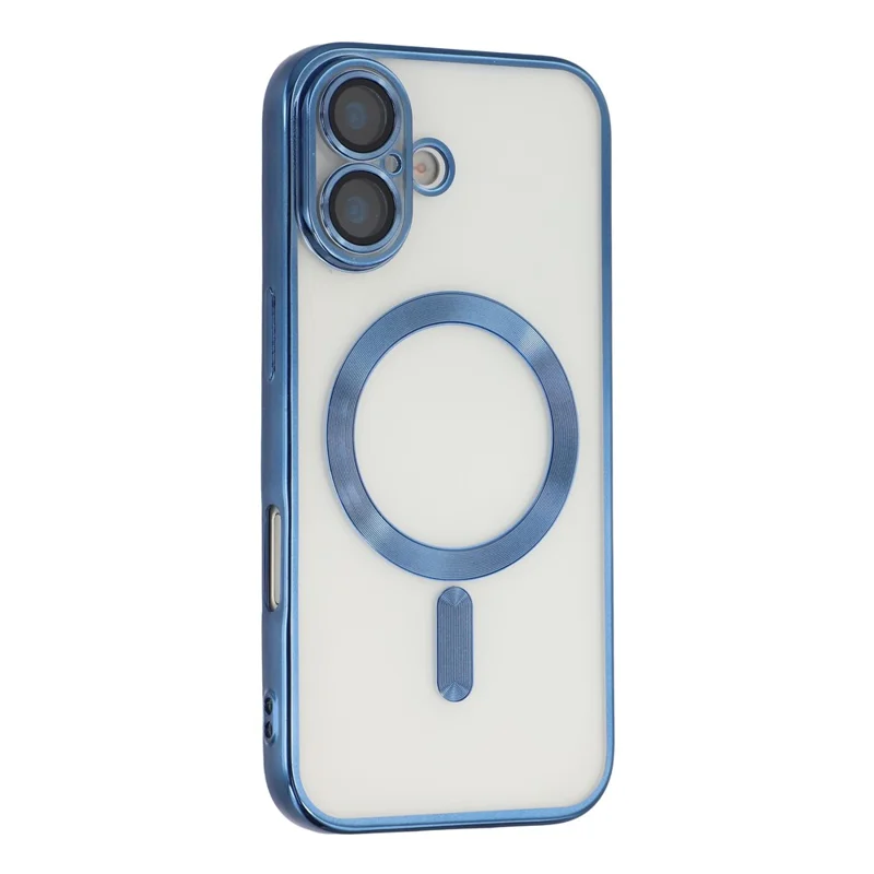 For iPhone 17 Magnetic Case CD Veins Glass Lens Guard TPU Phone Back Cover - Blue