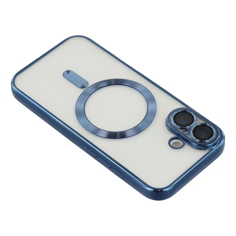 For iPhone 17 Magnetic Case CD Veins Glass Lens Guard TPU Phone Back Cover - Blue