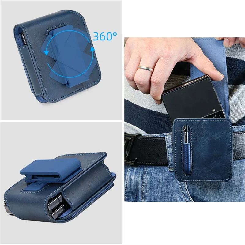 Per Samsung Galaxy Z Flip7 5G / Flip6 5G / Flip5 5G Custodia Telefonica Stile Retrò Vintage Universale per Cellulare Pieghevole - Blu
