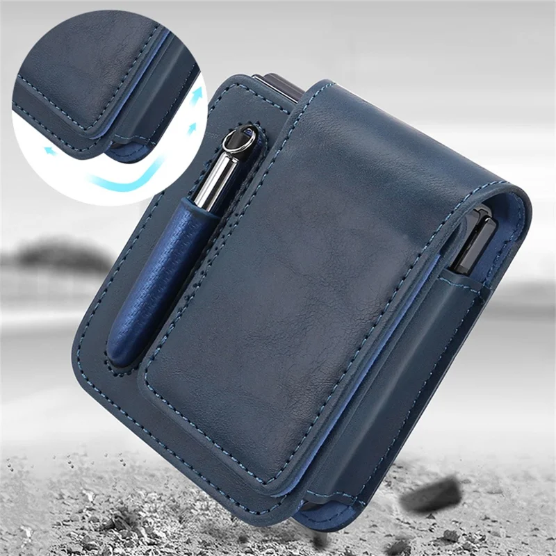 Per Samsung Galaxy Z Flip7 5G / Flip6 5G / Flip5 5G Custodia Telefonica Stile Retrò Vintage Universale per Cellulare Pieghevole - Blu