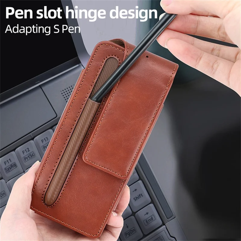 Für Samsung Galaxy Z Fold7 5G / Fold6 5G / Fold5 5G Handytasche im Retro Vintage Stil Universal Flip Handy Schutzhülle - Braun