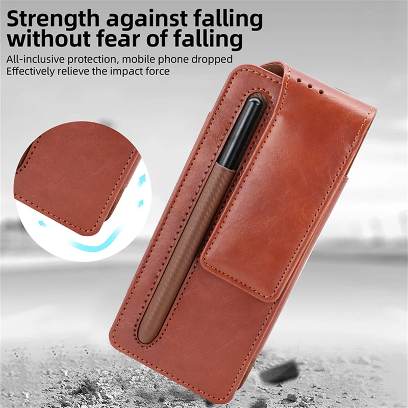 Für Samsung Galaxy Z Fold7 5G / Fold6 5G / Fold5 5G Handytasche im Retro Vintage Stil Universal Flip Handy Schutzhülle - Braun