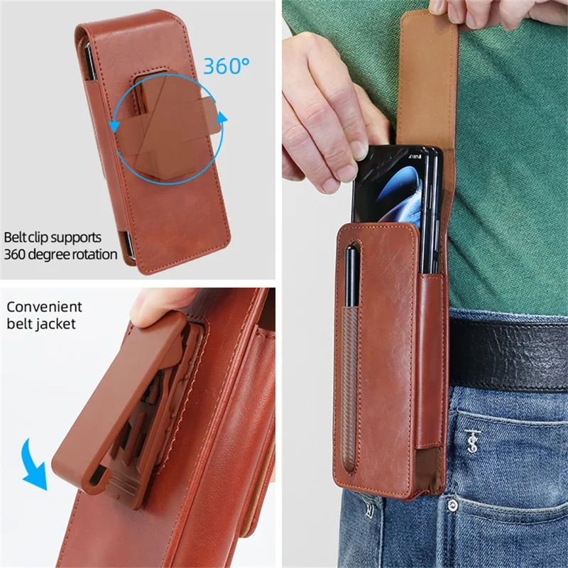 Für Samsung Galaxy Z Fold7 5G / Fold6 5G / Fold5 5G Handytasche im Retro Vintage Stil Universal Flip Handy Schutzhülle - Braun