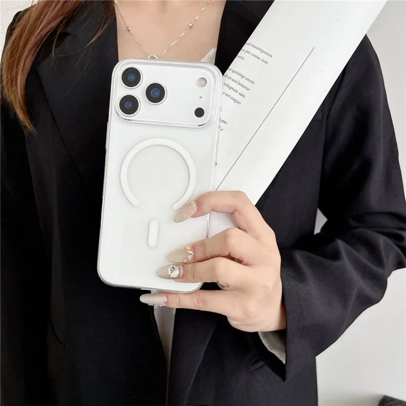 Cover Trasparente Cristallino per iPhone 17 Pro Max Compatibile con MagSafe, Cover Rigida in PC - Bianco Trasparente