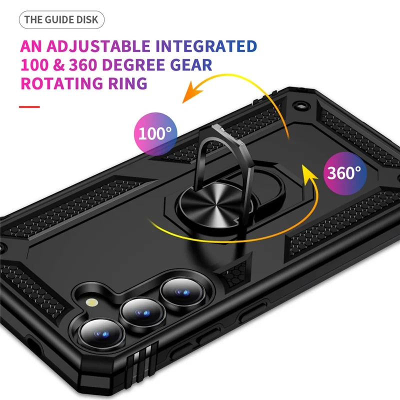 Für Samsung Galaxy S25 FE Hülle PC + TPU Handyhülle mit Ständer - Schwarz
