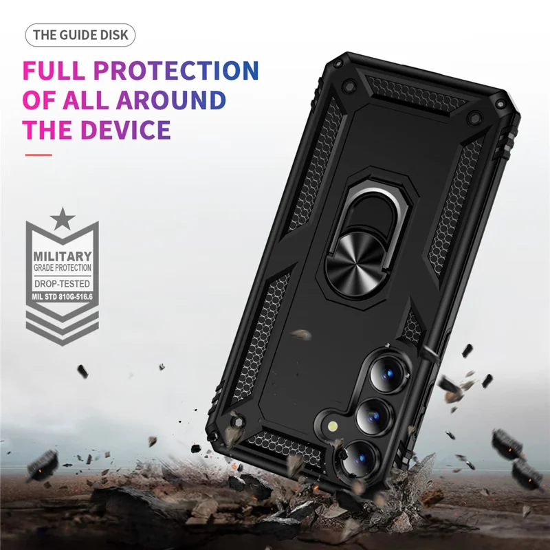 Für Samsung Galaxy S25 FE Hülle PC + TPU Handyhülle mit Ständer - Schwarz