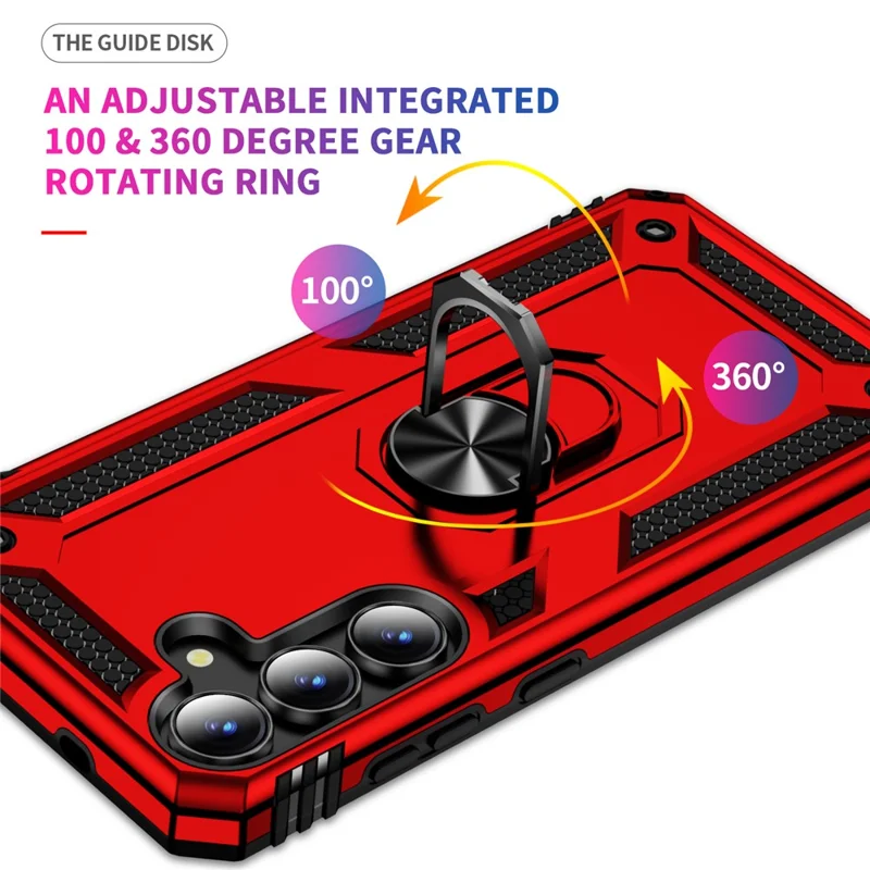 For Samsung Galaxy S25 FE Case PC + TPU Phone Cover with Kickstand - Red