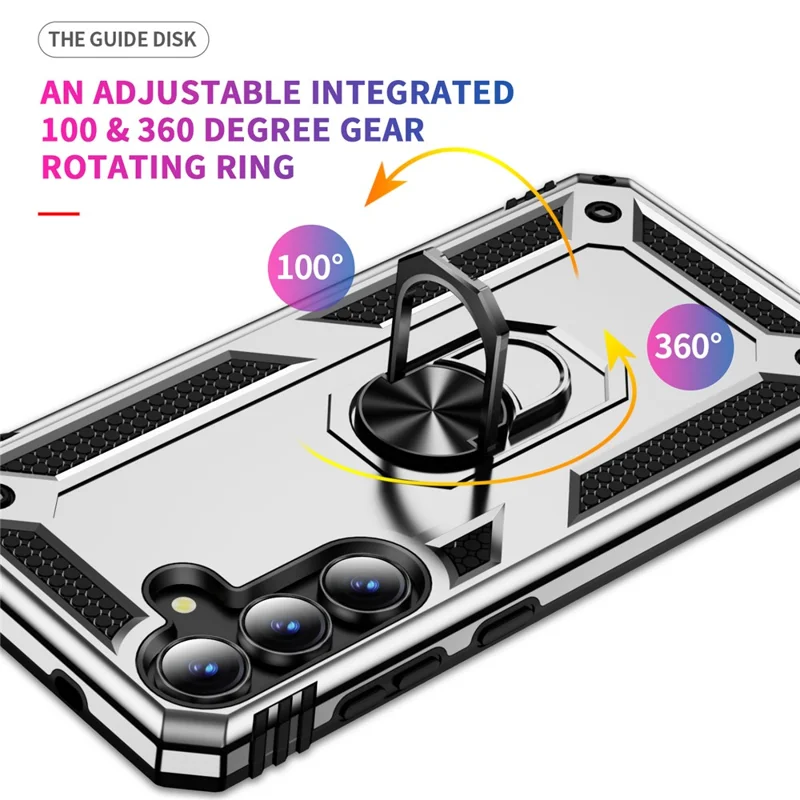 For Samsung Galaxy S25 FE Case PC + TPU Phone Cover with Kickstand - Silver