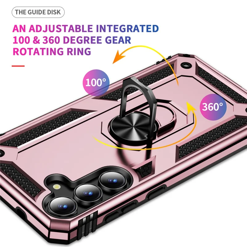 For Samsung Galaxy S25 FE Case PC + TPU Phone Cover with Kickstand - Rose Gold