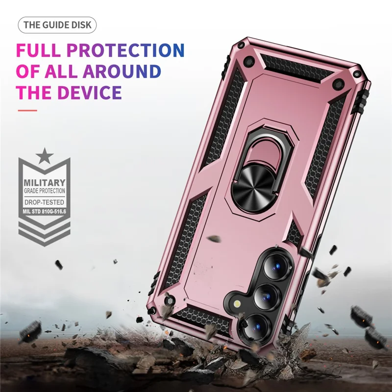 For Samsung Galaxy S25 FE Case PC + TPU Phone Cover with Kickstand - Rose Gold